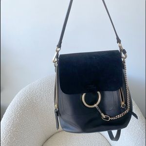 CHLOE Suede Calfskin Medium Faye Backpack - Black